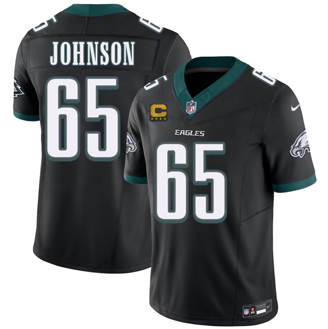 Men's Black Philadelphia Eagles #65 Lane Johnson 2026 F.U.S.E. 4-Star C Patch Vapor Untouchable Limited Throwback Stitched Football Jersey